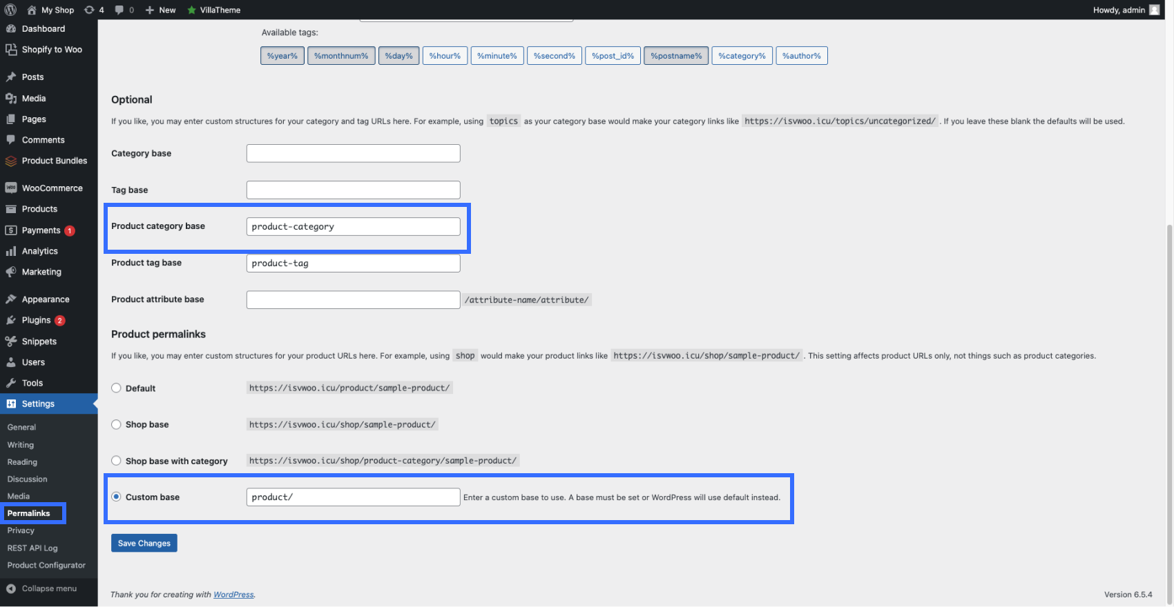 1-2-4.2 WooCommerce custom links.png